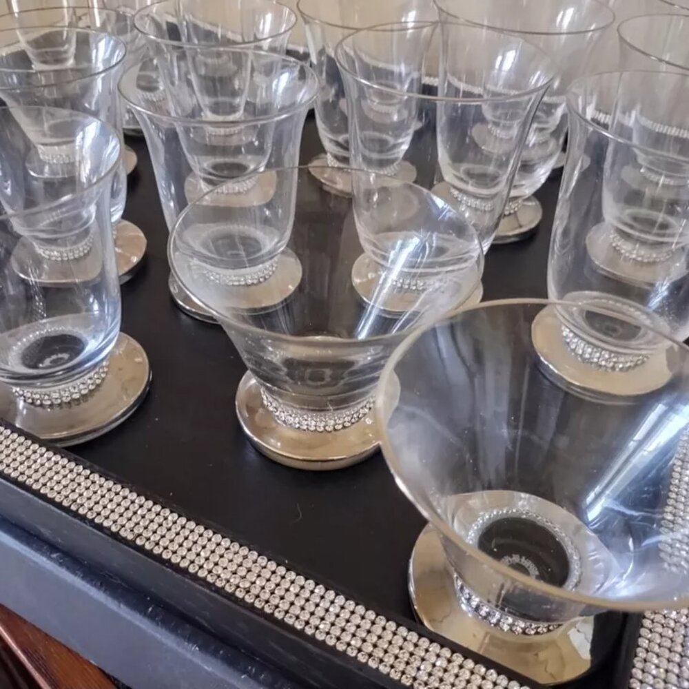 24 PC SOPHIE VILLEPIGUE PARIS Fine Crystal Glassware SWAROVSKI Platinum NIB